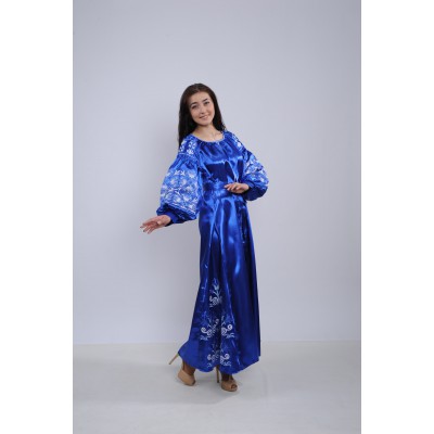 Embroidered dress "Glossy Blue"